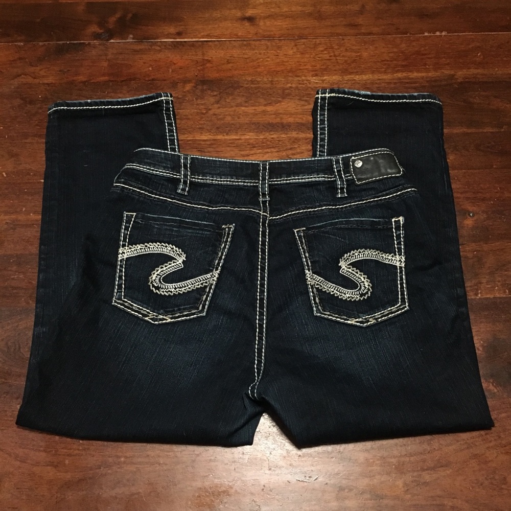 Silver Suki Capri Sz 14 (31x25) Jeans Dark Wash
